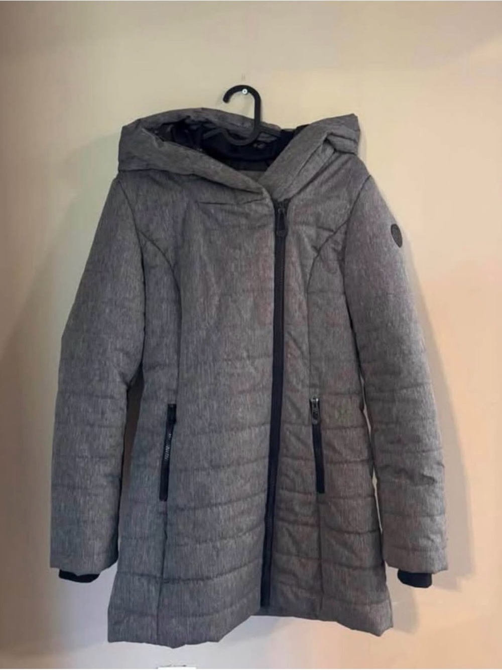 Women’s Gray Hooded Puffer Coat - Lightweight Winter Jacket
